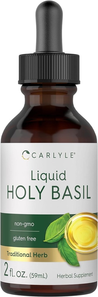 Carlyle Holy Basil Extract Liquid | 2 Fl Oz | Tulsi Herb Tincture | Vegetarian |