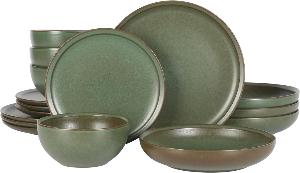Gibson Elite Beckett Stoneware Matte Reactive Glaze 16 Piece (Service for 4) Pla
