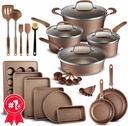 Cookware Set – 23 Piece –Gold Multi-Sized Cooking Pots with Lids, Skillet Fry Pa