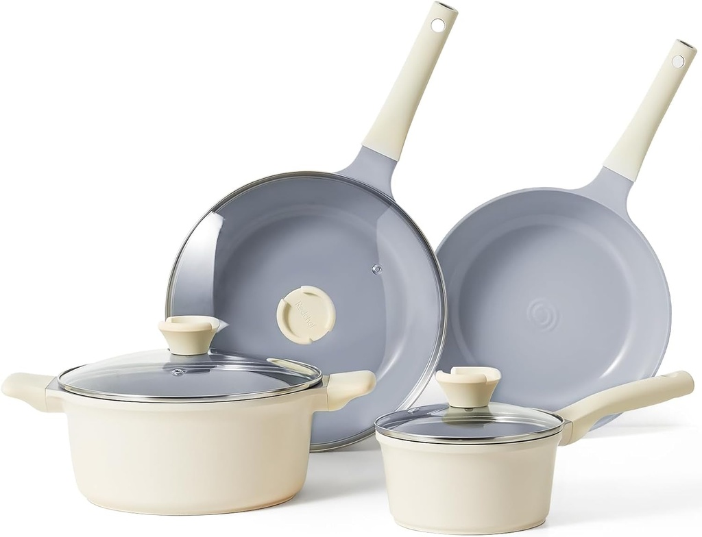 Ceramic Pots and Pans Set Non Stick, PFAS PFOA & PTFE Free, Cookware Set 7 Piece