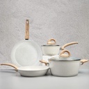 White Pots and Pans Set Non Stick, Ceramic Cookware Set Kitchen Cooking Sets Ind