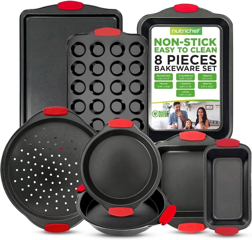 Nutrichef Non-Stick Kitchen Oven Baking Pans-Deluxe & Stylish Nonstick Gray Coat