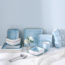 Stone Lain Brushed Square Porcelain Dinnerware Set, Service for 4-16 Pieces, Lig
