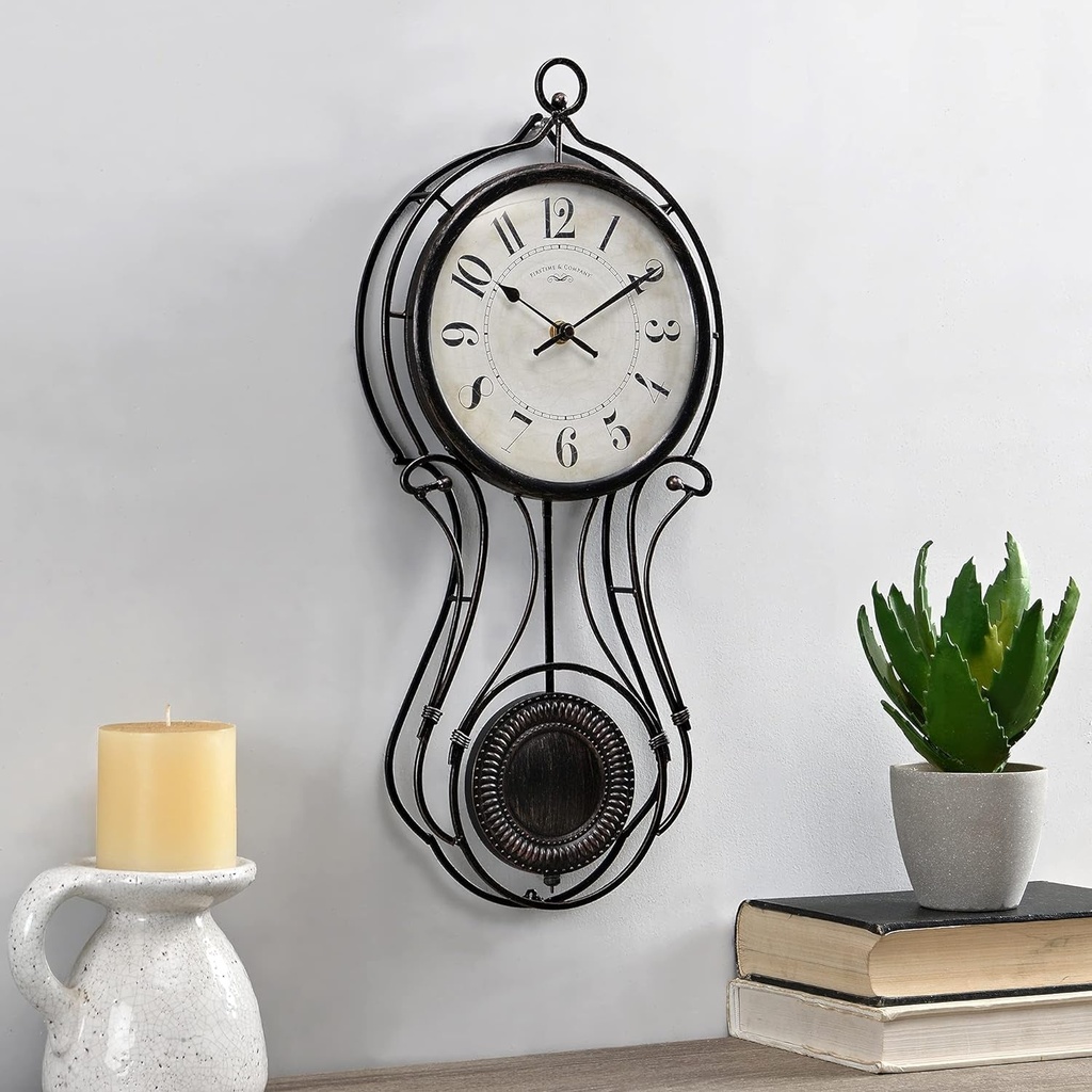 Firstime & Co. Harwick Pendulum Wall Clock, American Crafted, Black, 9.1 X 2.36