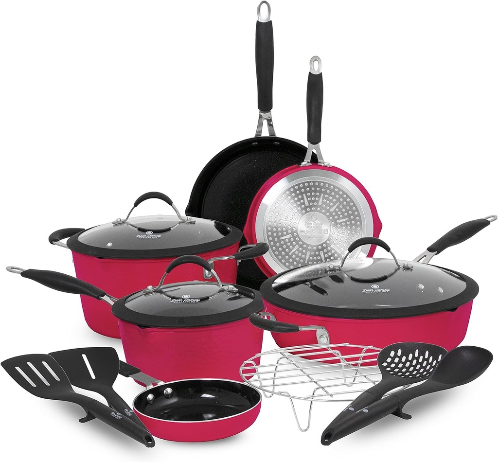 Paula Deen Family 14-Piece Ceramic, Non-Stick Cookware Set, 100% Pfoa-Free and I