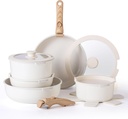 Country Kitchen Cream Gold 16 Piece Pots and Pans Set.