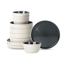 Stone Lain Elica 12-Piece Dinnerware Set Stoneware, Black and Beige