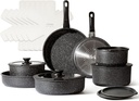 CAROTE 21Pcs Detachable Handle Pots and Pan Set, Nonstick Induction Cookware, Re
