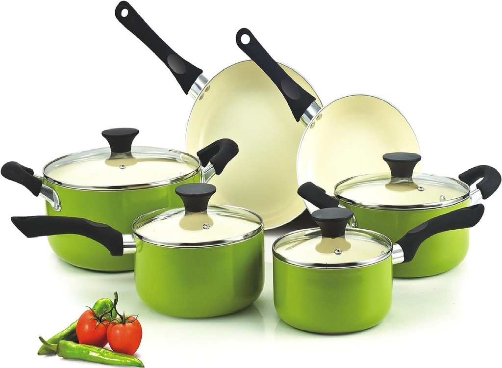 Cook N Home Pots and Pans Set Nonstick, 10 Piece Ceramic Kitchen Cookware Sets,