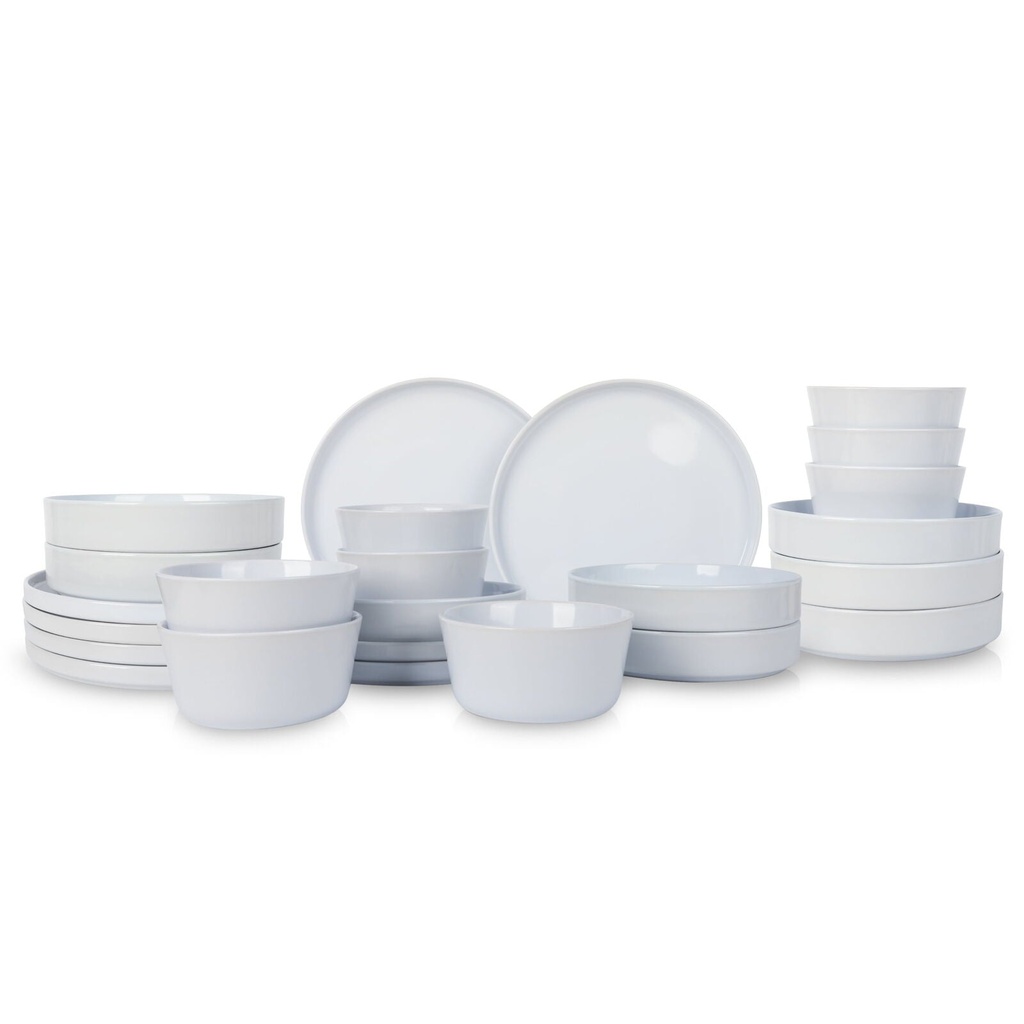 Stone Lain Celina 24-Piece Dinnerware Set Stoneware, Dinner and Cereal Bowls, Wh