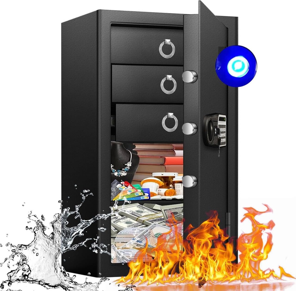 5.0 Cuft Large Document Safe Box Fireproof Waterproof, Heavy Duty Home Safe With