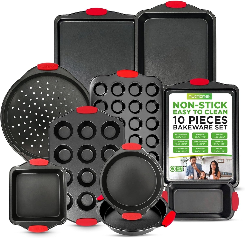 Nutrichef Non-Stick Kitchen Oven Baking Pans-Deluxe & Stylish Nonstick Gray Coat