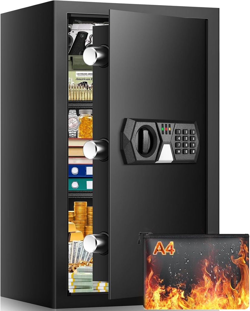 3.8 Cuft Extra Large Security Home Safe Box with Fireproof Waterproof Bag, Digit