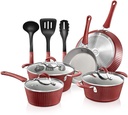 Nutrichef Non-Stick Kitchenware Pots & Pans, Gray inside & Red Outside, Metal +