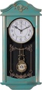 Large Vintage Grandfather Wood- Looking Plastic Pendulum Wall Clock for Living R