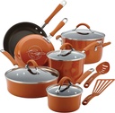 12 Piece Rachael Ray Cucina Nonstick Cookware Pots and Pans Set, , Pumpkin Oran