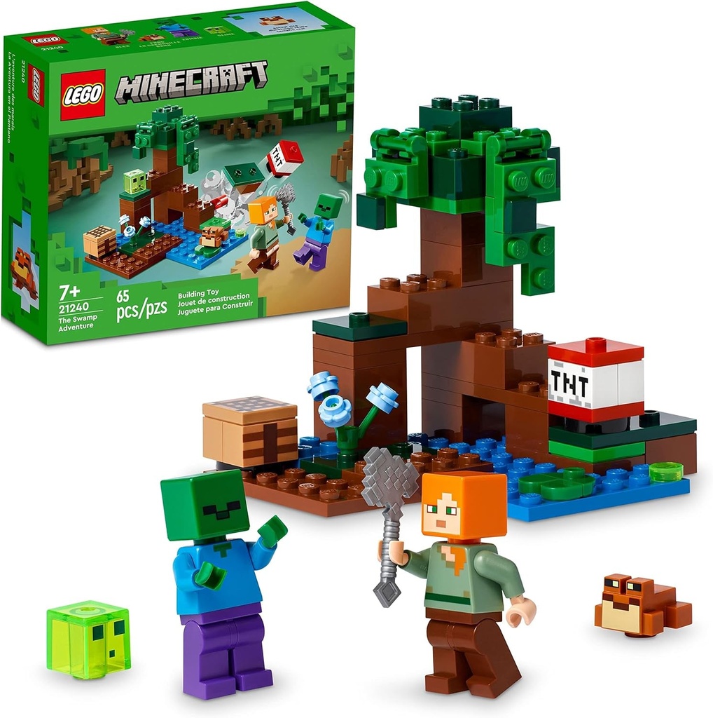 LEGO Minecraft the Swamp Adventure 21240, Building Game Construction Toy with Al
