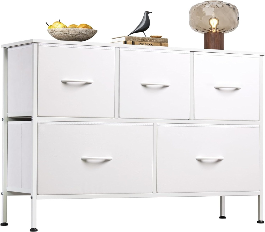 WLIVE Dresser with 5 Drawers, Dressers for Bedroom, Fabric Storage Tower, Hallwa