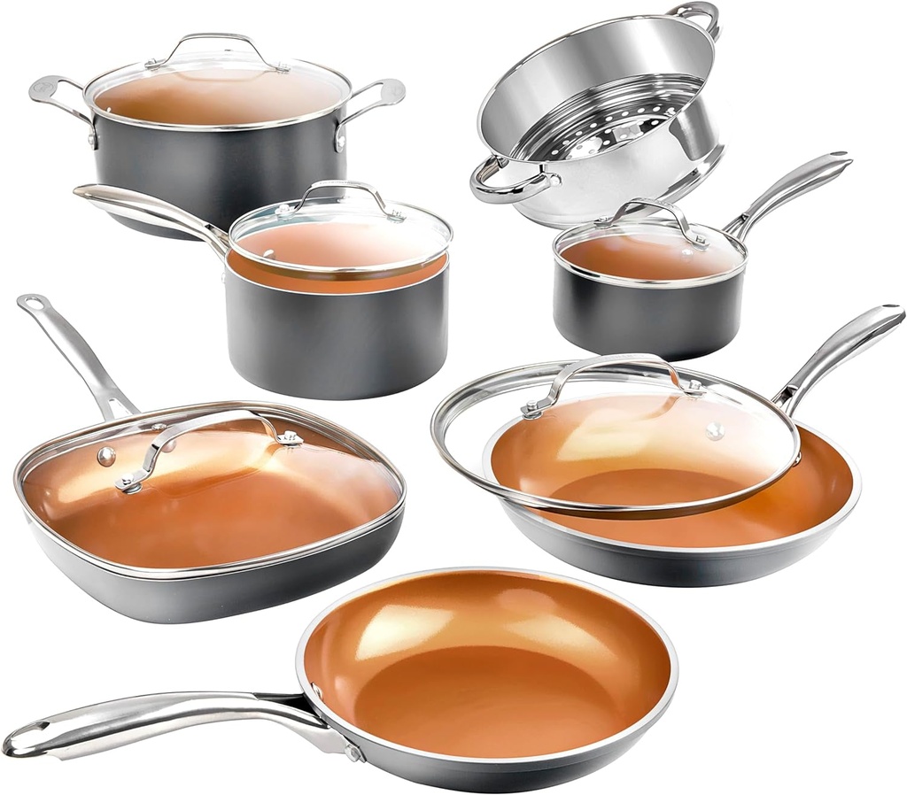 Gotham Steel 12 Pc Ceramic Pots and Pans Set Non Stick Cookware Set with Ultra N