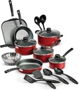 18 Piece Nonstick Pots & Pans Cookware Set Kitchen Kitchenware Cooking NEW (RED)