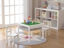 UTEX Wooden 2 in 1 Kids Construction Play Table and 2 Chairs Set with Storage Dr
