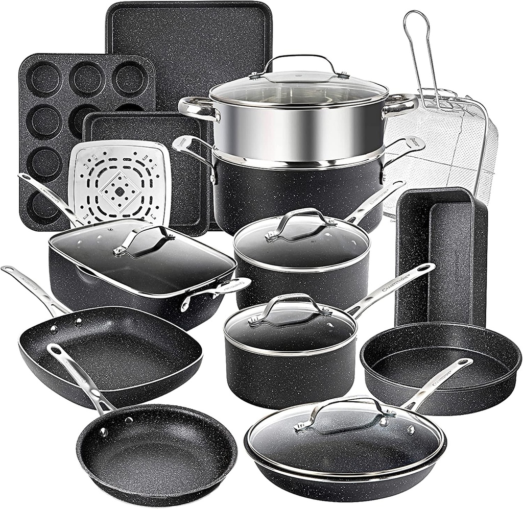 GRANITESTONE 20 Pc Kitchen Pots and Pans Set Non Stick Cookware Set, Kitchen Coo