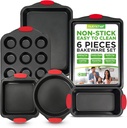 Nutrichef 6-Piece Nonstick Bakeware Set - Carbon Steel Baking Tray Set W/ Heatsa