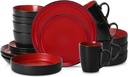 Stone Lain Albie 20-Piece Dinnerware Set Stoneware, Red and Black