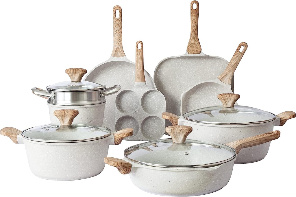 Country Kitchen 13 Piece Induction Cookware Sets - Nonstick Cast Aluminum Pots