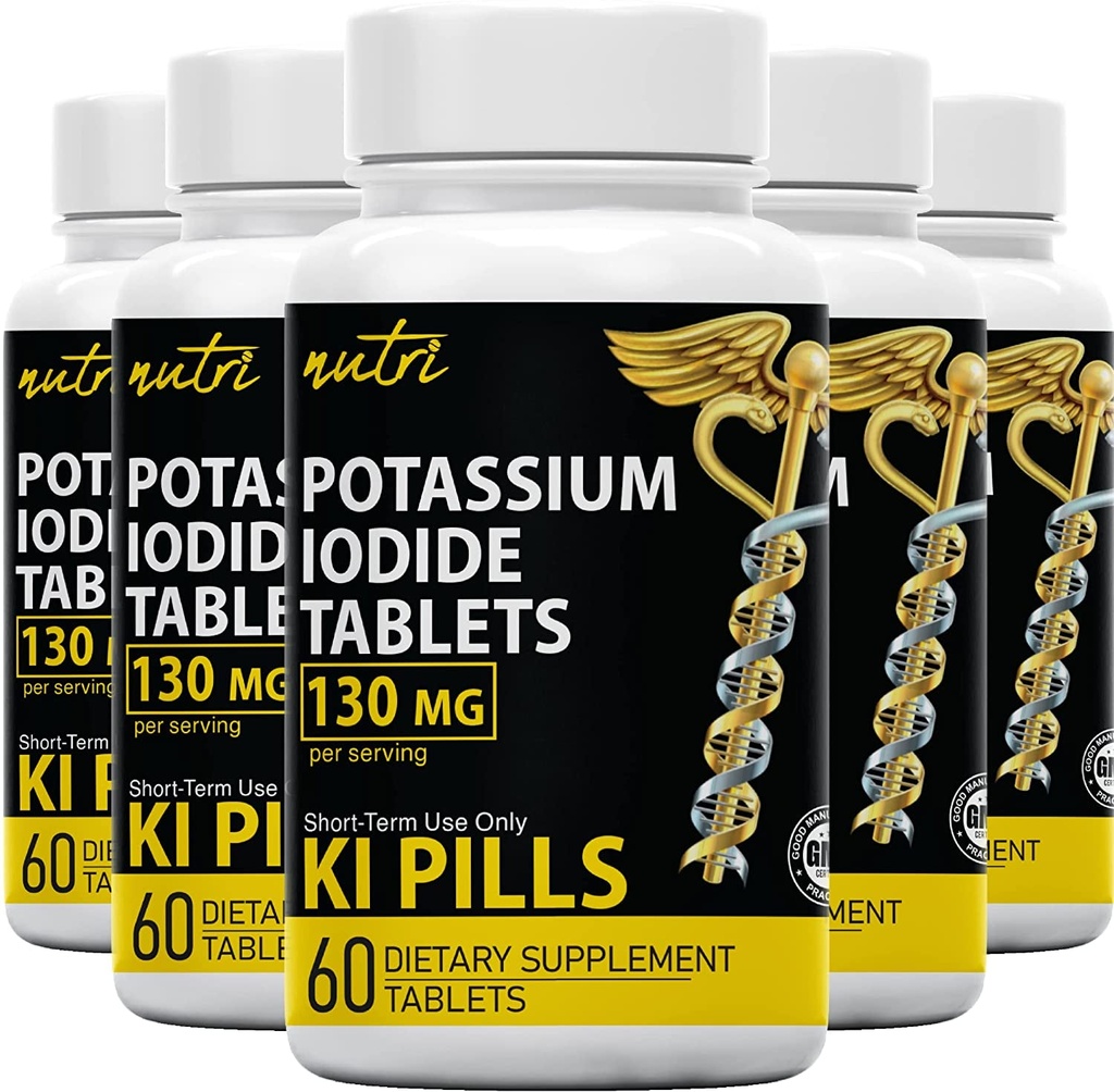 (5 Pack) Potassium Iodide Tablets 130 Mg - (300 Tablets) EXP 05/2032 - Ki Pills