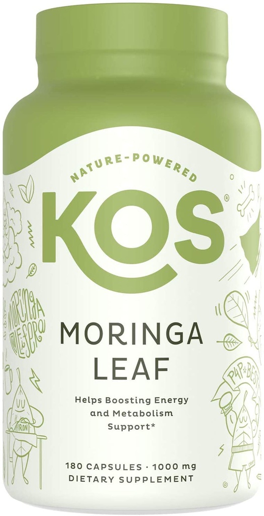 KOS Organic Moringa Oleifera Capsules 1000Mg - High Potency 100% Pure Leaf Powde
