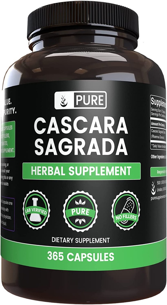 Pure Original Ingredients Cascara Sagrada (365 Capsules) No Magnesium or Rice Fi