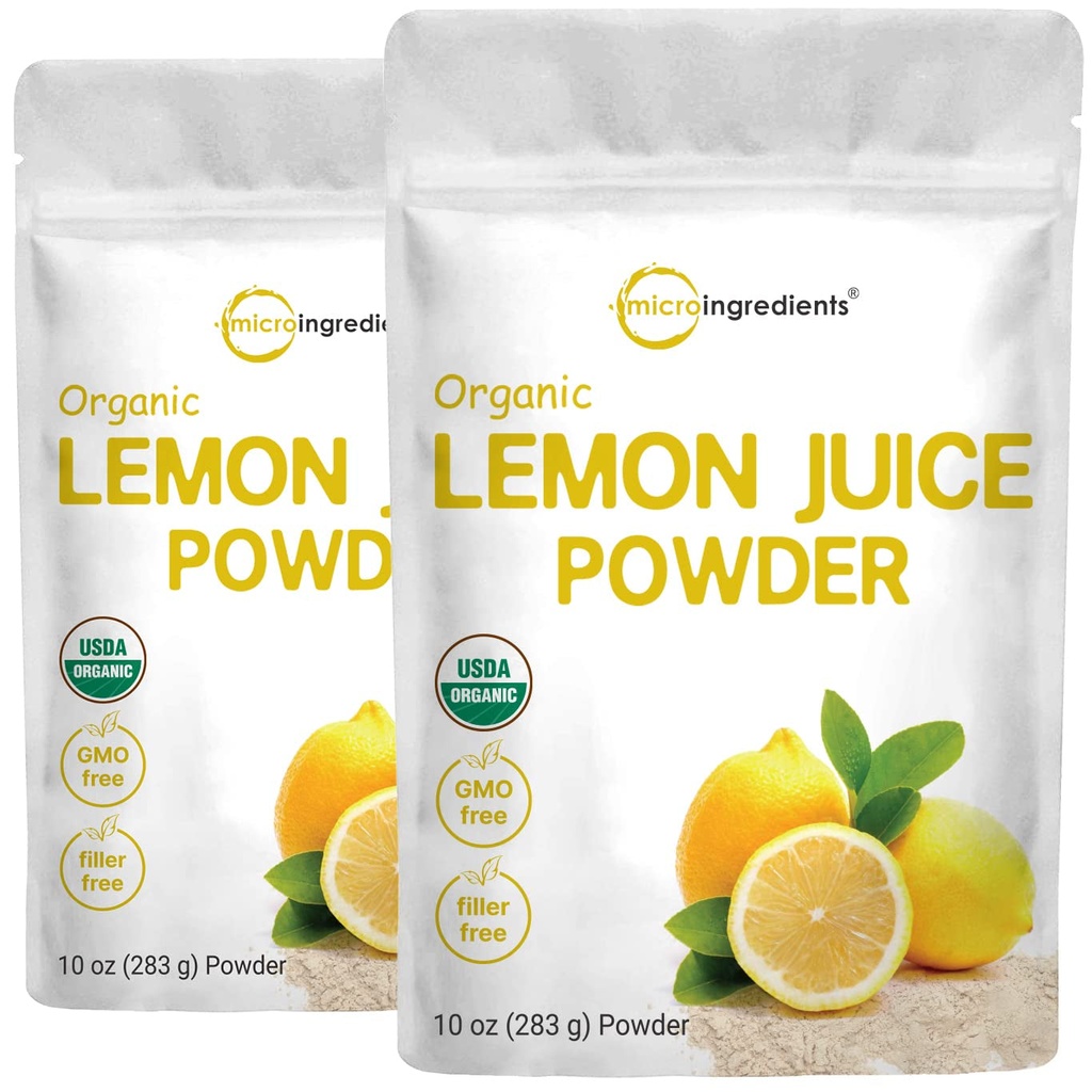 2 Pack Micro Ingredients Organic Lemon Juice Powder, 10 Ounce, Rich in Natural V
