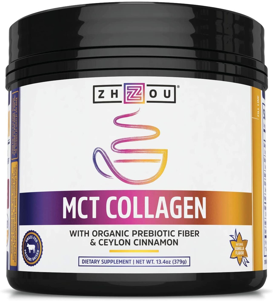Zhou Nutrition Mct Collagen with Organic Prebiotic Fiber & Ceylon Cinnamon, 13.3
