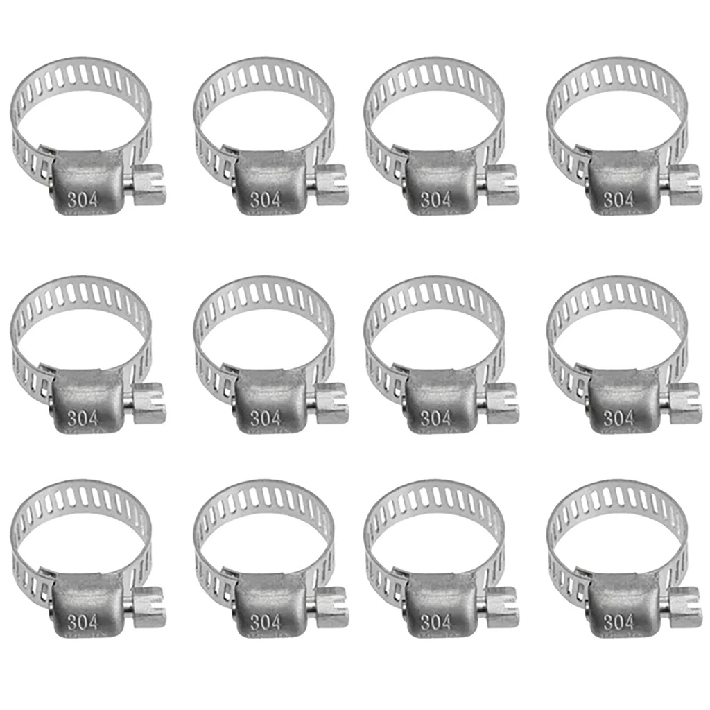 Mikease 12 Pack Hose Clamps Stainless Steel Clamps Worm Gear Hose Clamp Miniature Powerseal Wormdrive Kit
