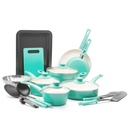 Greenlife 18-Piece Soft Grip Toxin-Free Healthy Ceramic Non-Stick Cookware Set,