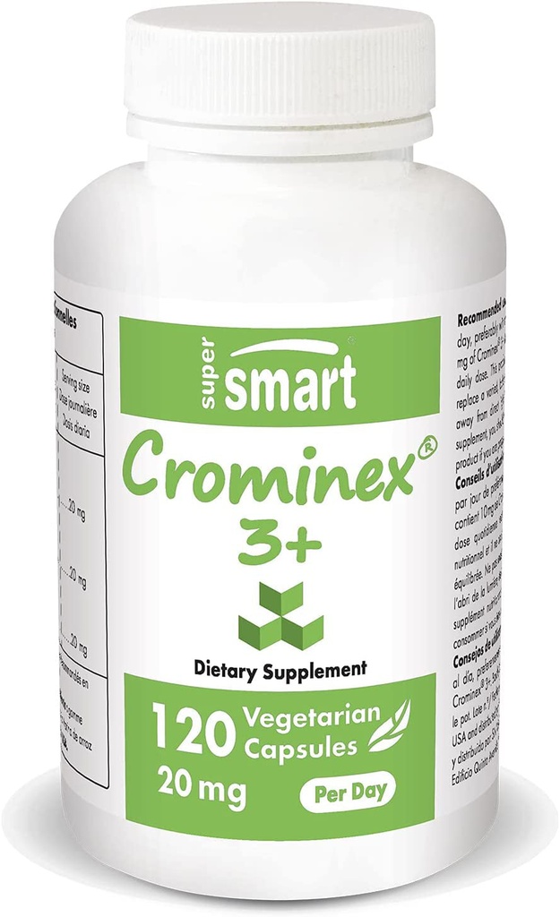 Supersmart - Crominex 3+ (Chromium) 20 Mg - with Polyphenol & Fulvic Acid - Weig
