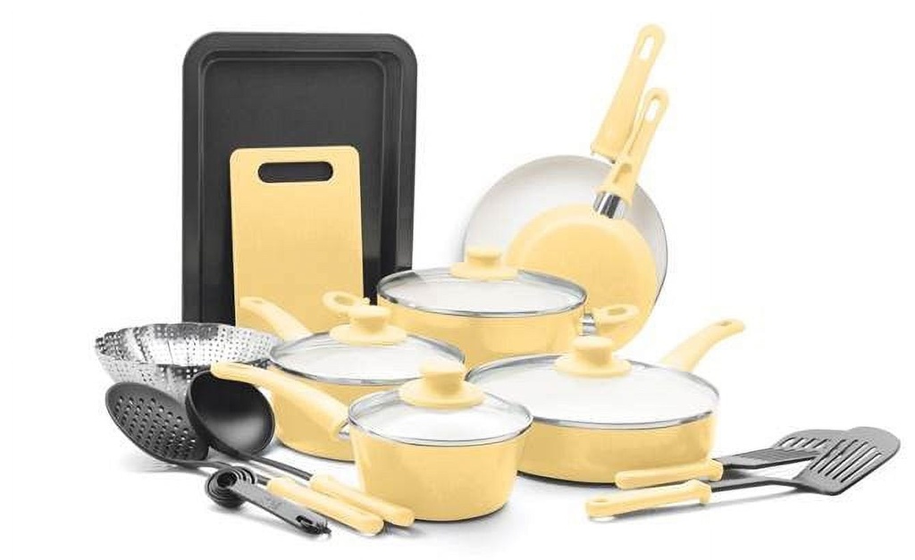 Greenlife 18-Piece Soft Grip Toxin-Free Healthy Ceramic Non-Stick Cookware Set,