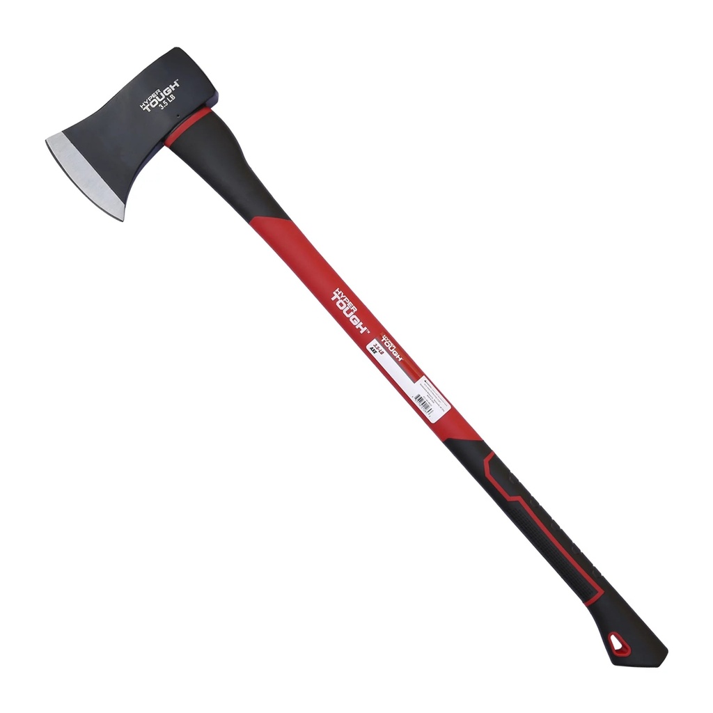 Hyper Tough 3.5 Lb Single Bit Axe with Red & Black Double Injection Fiberglass 34" Handle