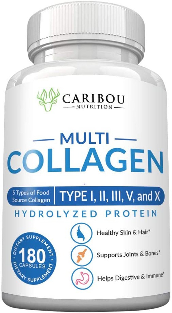 Multi Collagen Pills - 180 Collagen Pills - Type I, II, III, V & X Collagen Caps
