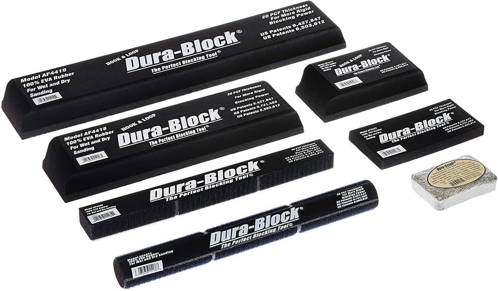 Dura-Block AF44HL Hook & Loop Black 7-Piece Sanding Block Set