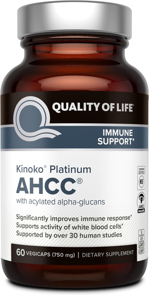 Quality of Life Premium Kinoko Platinum AHCC Herbal Supplement, 750Mg of AHCC Pe