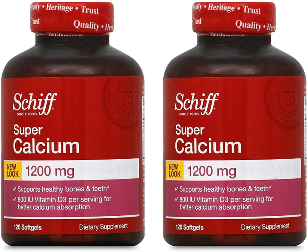 Schiff Super Calcium 1200Mg with Vitamin D3, 120 Softgels - Calcium Supplement (