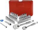 Epauto 46 Pieces 1/4-Inch and 3/8-Inch Drive Socket Set with 90 Tooth Reversible