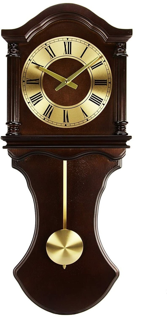 71.75Cm (H) Bedford Wall Clock Collection Pendulum & Chimes, Chocolate Wood
