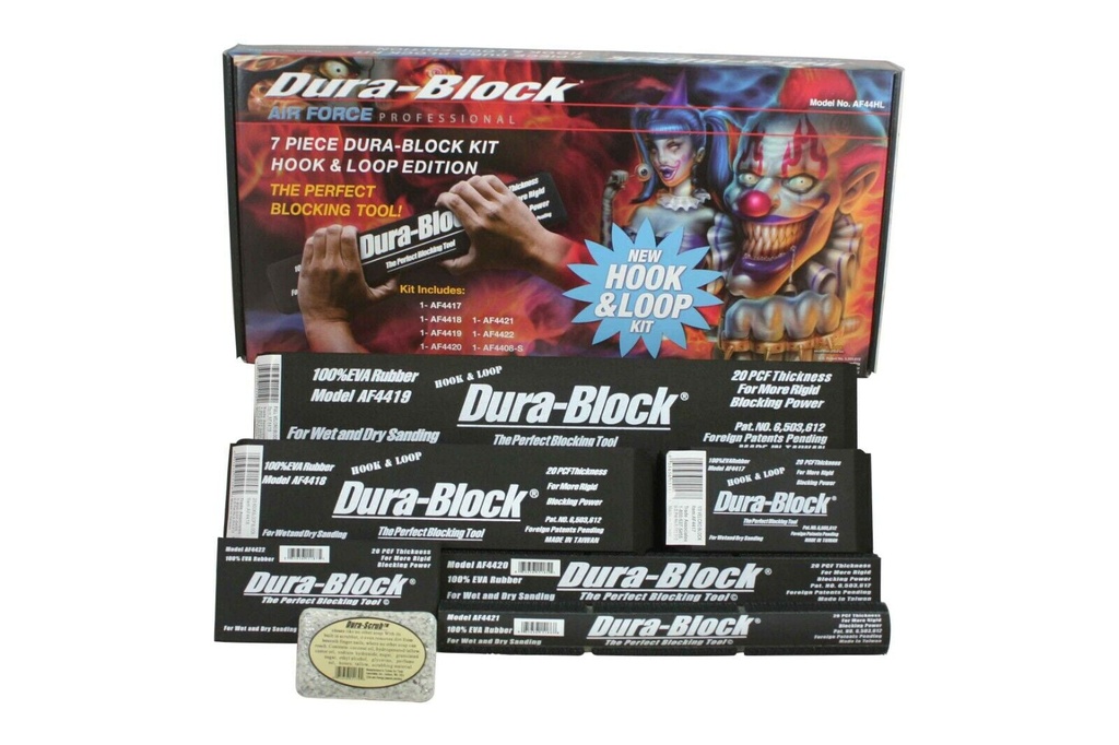 *ORIGINAL* Dura-Block AF44HL Hook & Loop Black 7-Piece Sanding Block Set Kit NEW