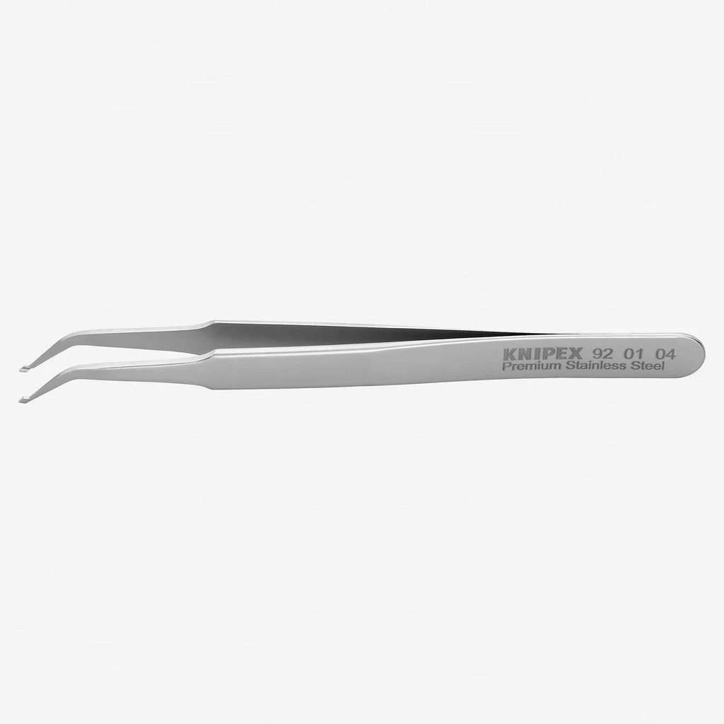 Knipex Stainless Steel SMD Positioning Tweezers, Angled, 4.5", Shaped Tips
