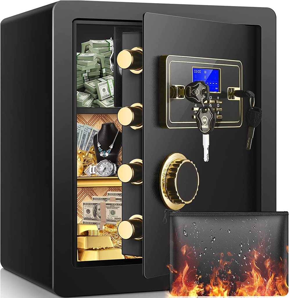 2.2 Cubic Roomy Safe Fireproof Waterproof, Personal Security Home Safe with Comb