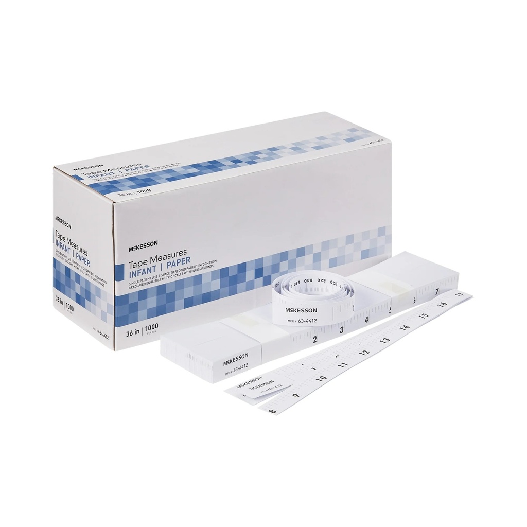 Mckesson Infant Tape Measures, Paper - English and Metric Scales, 36 in L, 1000 Ct