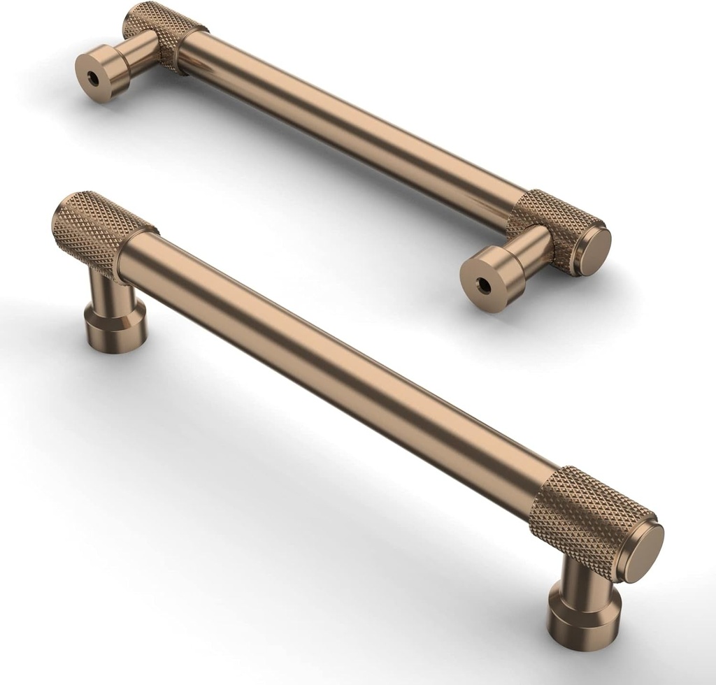 Asidrama 10 Pack 5 Inch(128Mm) Champagne Bronze Cabinet Pulls Knurled Cabinet Handles Cupboard Handles Gold Kitchen Cabinet Hardware for Cupboard Drawer Pulls